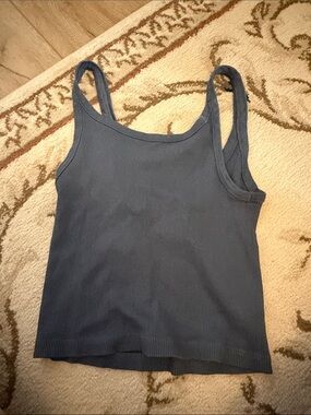 Women’s Ribbed Tank Top in Slate Blue/Gray Color